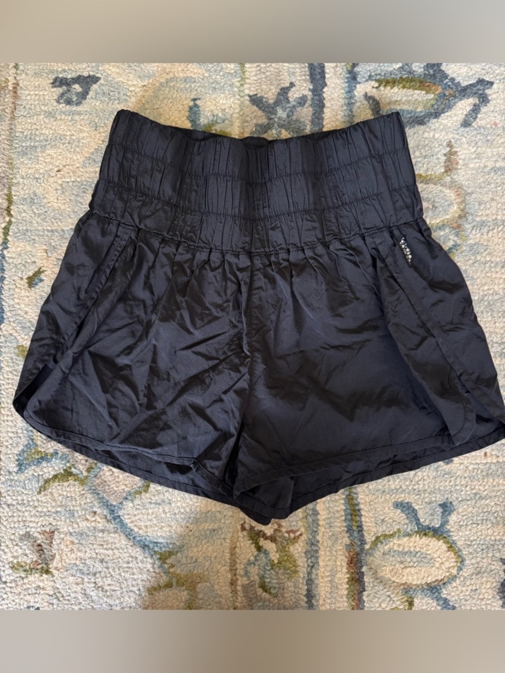 FP Movement by Free People Black Smocked-Waist Athletic Shorts